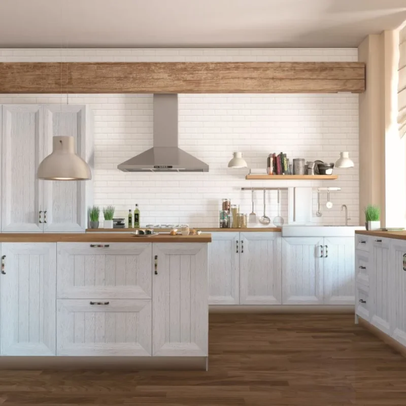 cocina blanca madera