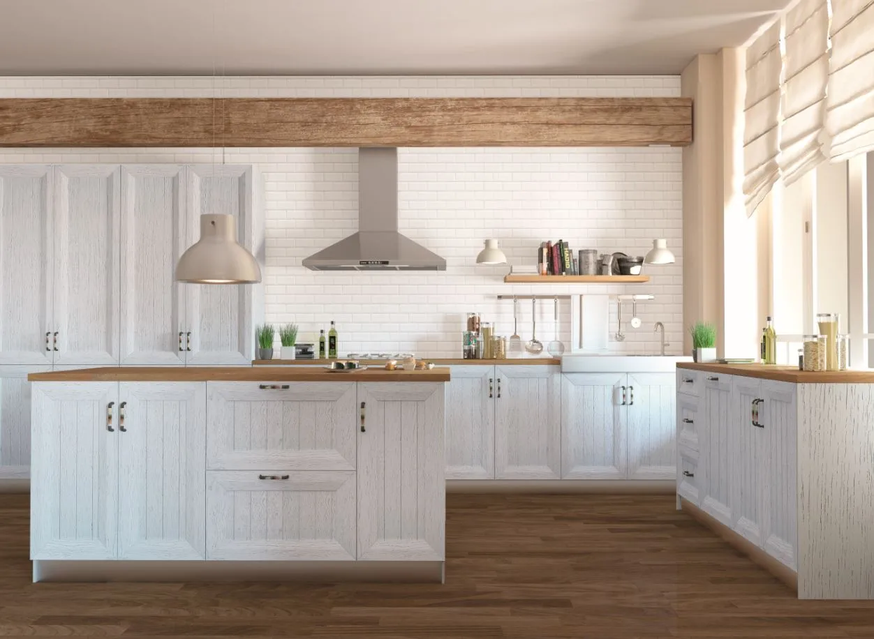 cocina blanca madera