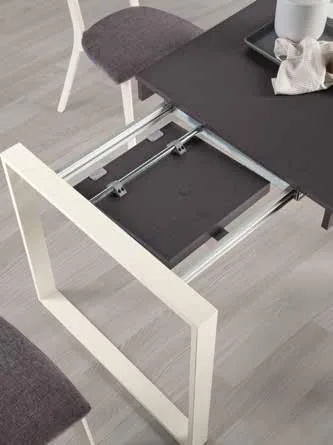 Mesa de comedor extensible gris y blanco - Imagen 4