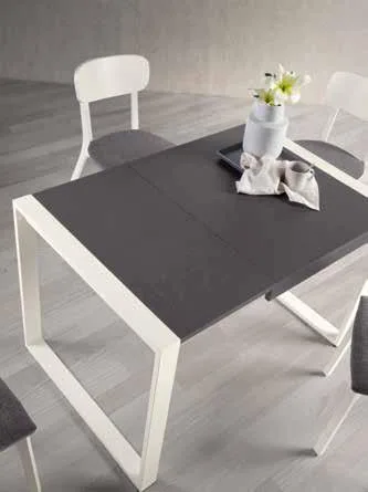 Mesa de comedor extensible gris y blanco - Imagen 3
