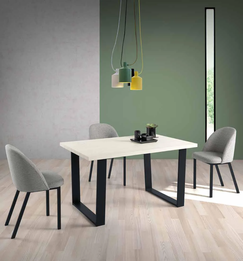 Mesa de comedor fija metal y melamina